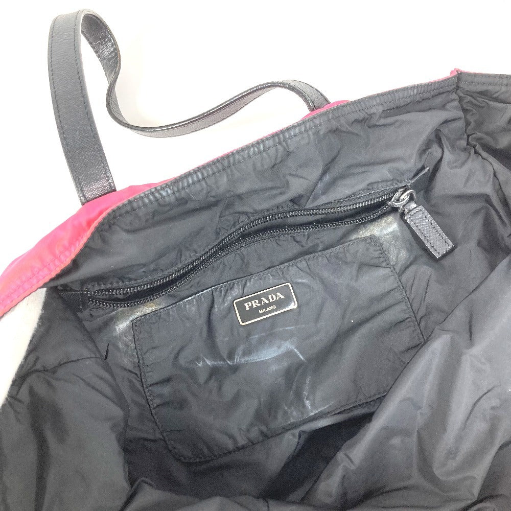 PRADA Triangle Logo Plate 2WAY Bag Handbag Tote Bag Crossbody Shoulder Bag Leather/Nylon Unisex Pink