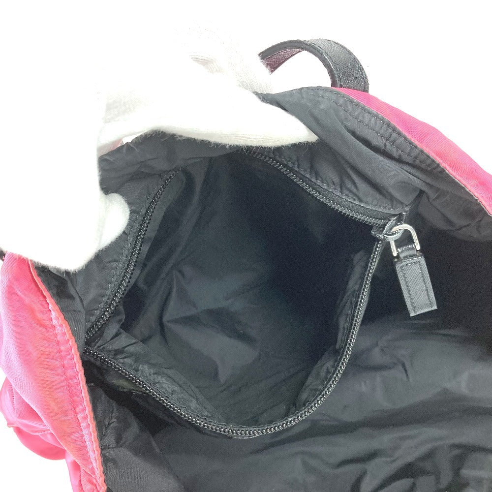 PRADA Triangle Logo Plate 2WAY Bag Handbag Tote Bag Crossbody Shoulder Bag Leather/Nylon Unisex Pink
