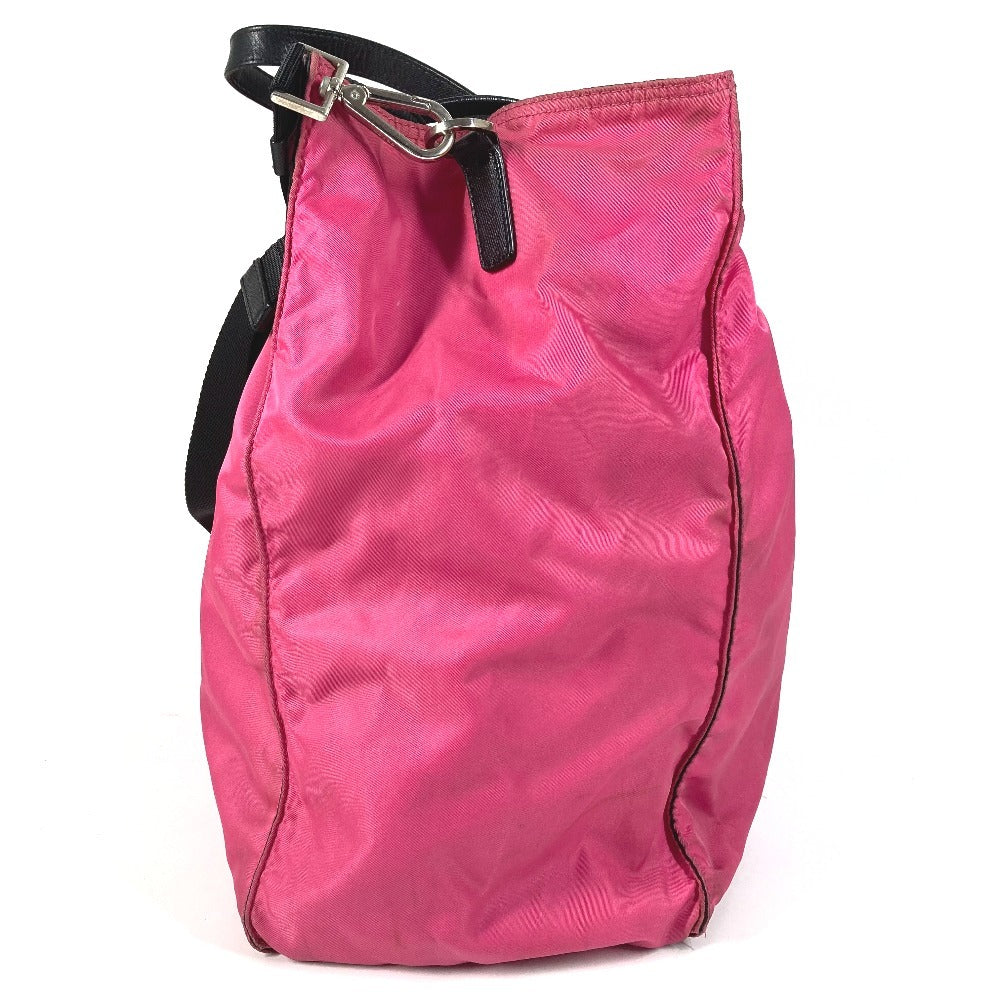 PRADA Triangle Logo Plate 2WAY Bag Handbag Tote Bag Crossbody Shoulder Bag Leather/Nylon Unisex Pink