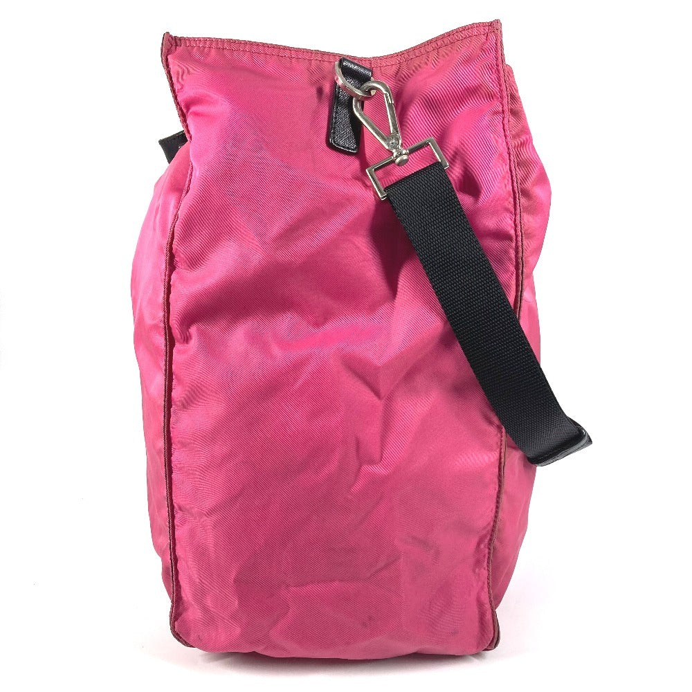 PRADA Triangle Logo Plate 2WAY Bag Handbag Tote Bag Crossbody Shoulder Bag Leather/Nylon Unisex Pink