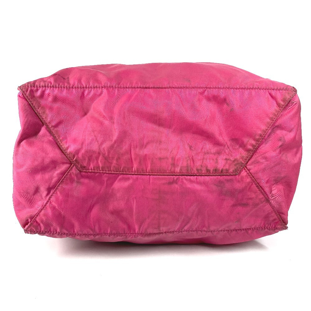 PRADA Triangle Logo Plate 2WAY Bag Handbag Tote Bag Crossbody Shoulder Bag Leather/Nylon Unisex Pink