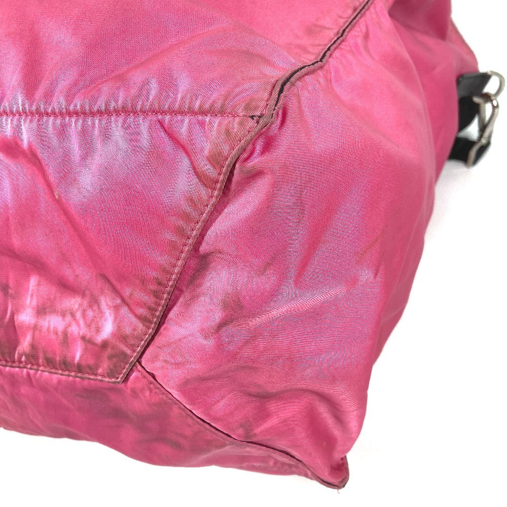 PRADA Triangle Logo Plate 2WAY Bag Handbag Tote Bag Crossbody Shoulder Bag Leather/Nylon Unisex Pink