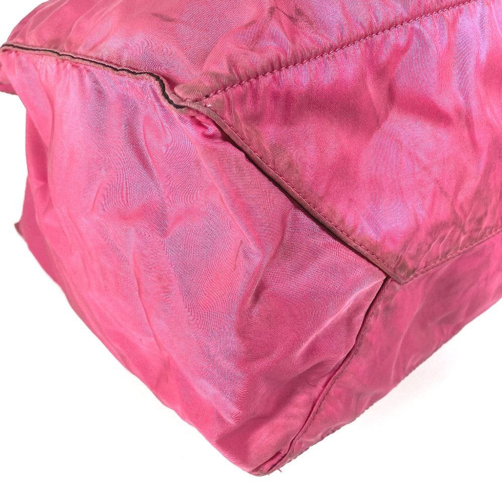 PRADA Triangle Logo Plate 2WAY Bag Handbag Tote Bag Crossbody Shoulder Bag Leather/Nylon Unisex Pink