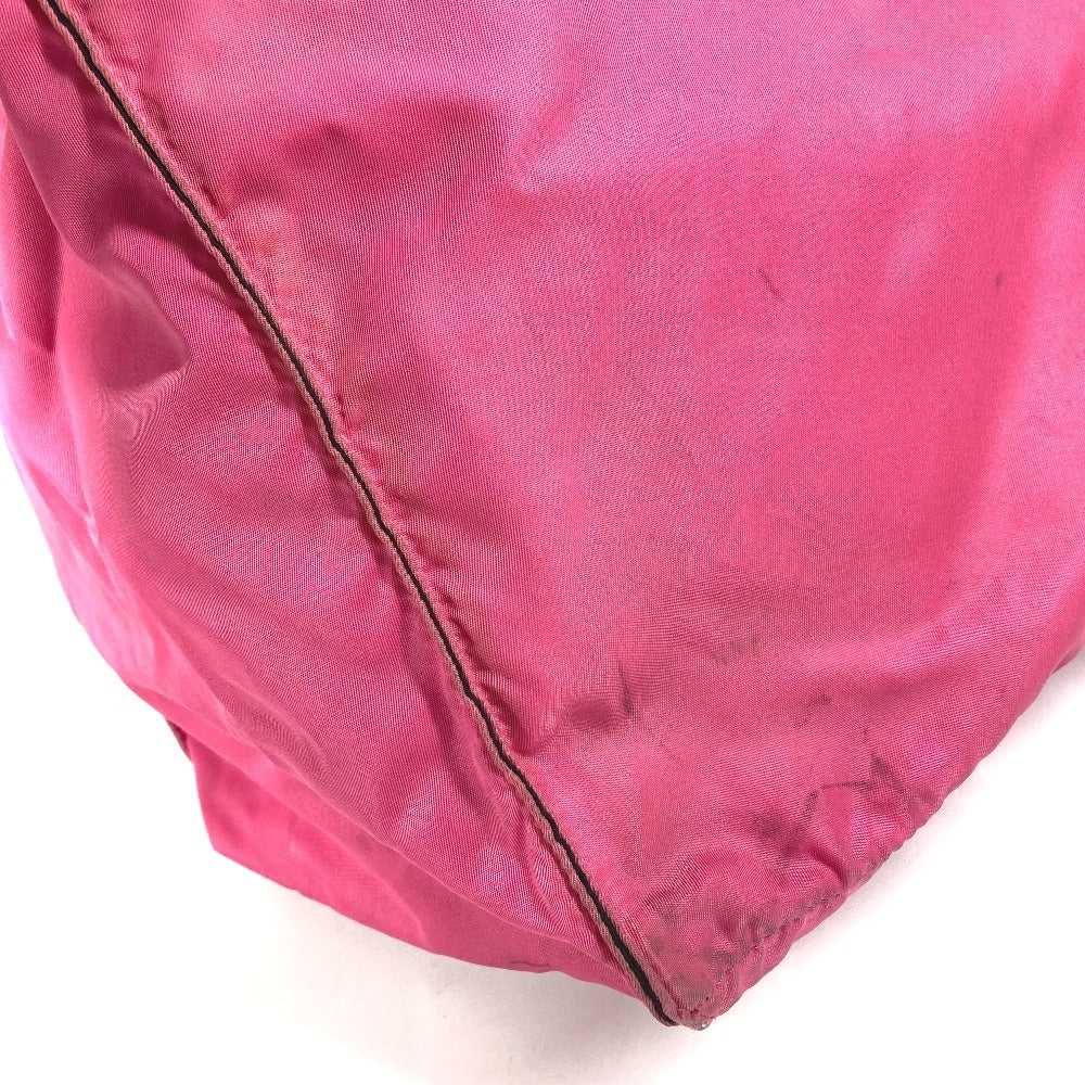 PRADA Triangle Logo Plate 2WAY Bag Handbag Tote Bag Crossbody Shoulder Bag Leather/Nylon Unisex Pink