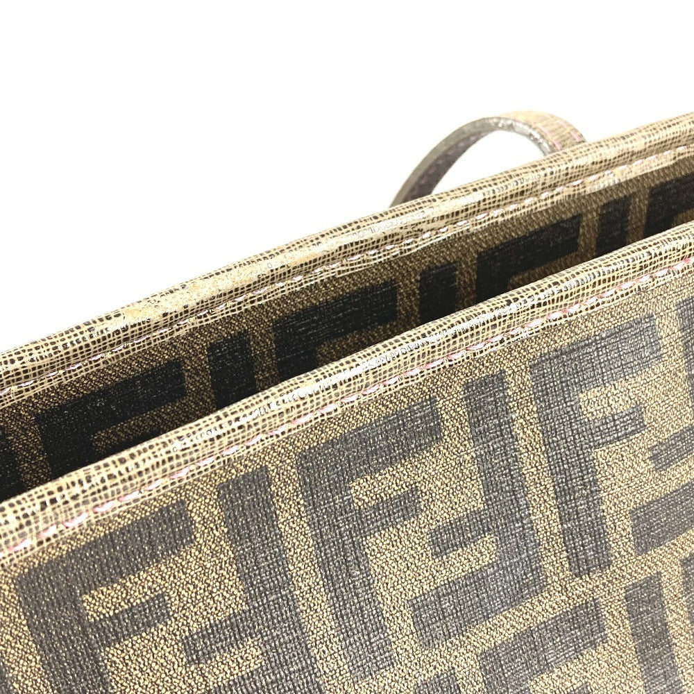 FENDI 8BH185　 桜 サクラ チェリーブロッサム ズッカ ロゴ カバン 肩掛け トートバッグ ショルダーバッグ PVC/レザー ユニセックス ブラウン