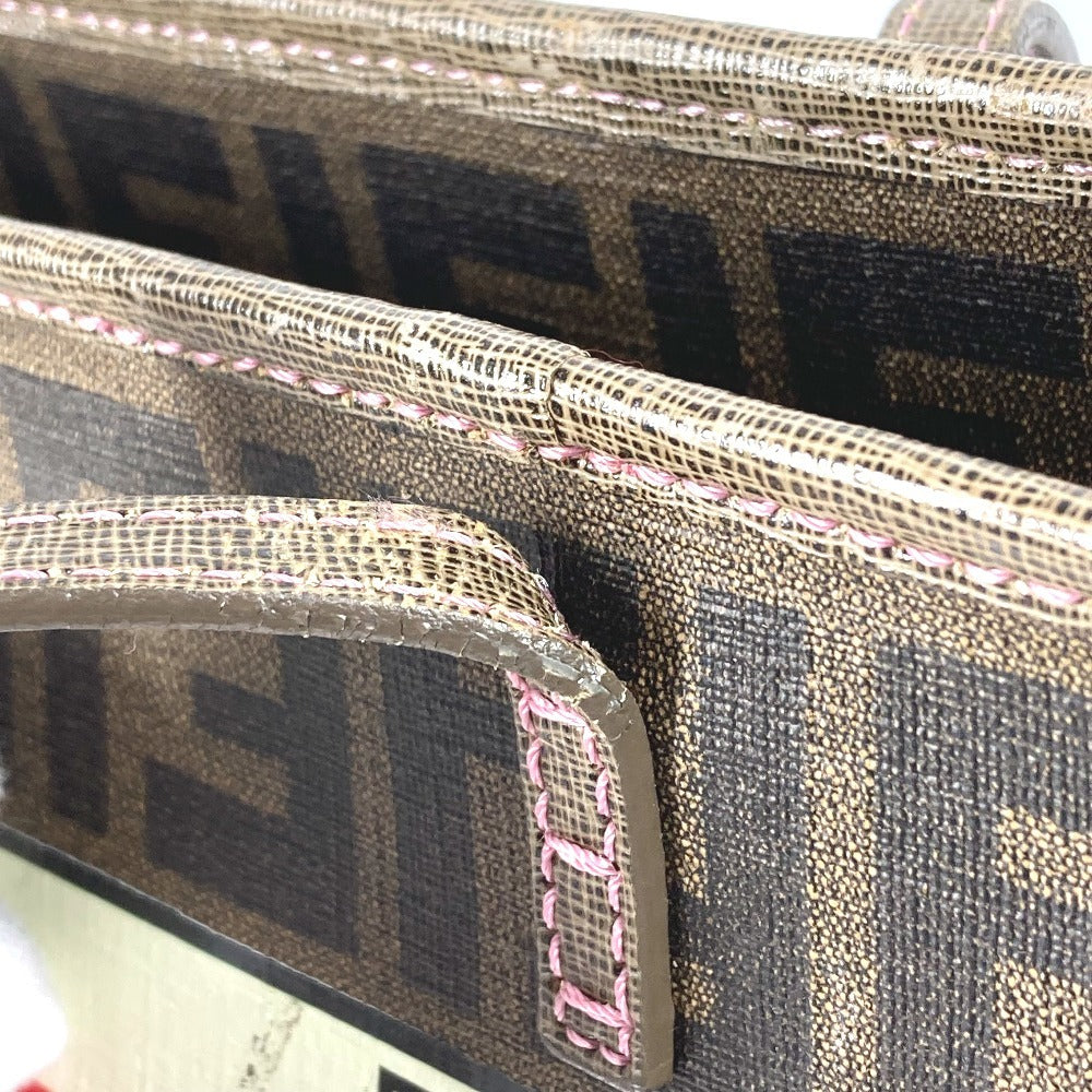 FENDI 8BH185　 桜 サクラ チェリーブロッサム ズッカ ロゴ カバン 肩掛け トートバッグ ショルダーバッグ PVC/レザー ユニセックス ブラウン