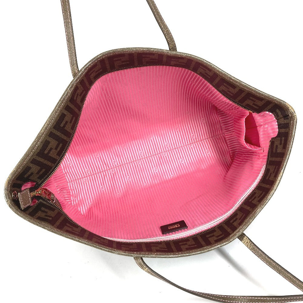 FENDI 8BH185　 桜 サクラ チェリーブロッサム ズッカ ロゴ カバン 肩掛け トートバッグ ショルダーバッグ PVC/レザー ユニセックス ブラウン