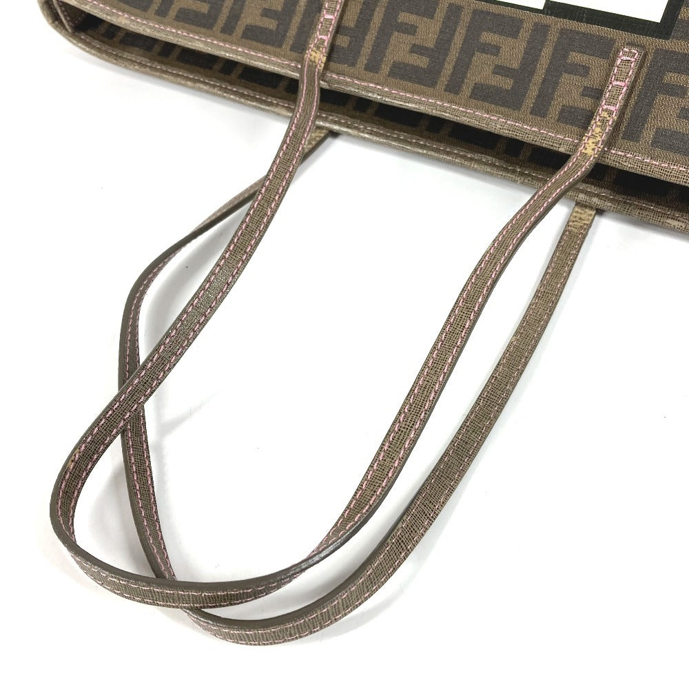 FENDI 8BH185　 桜 サクラ チェリーブロッサム ズッカ ロゴ カバン 肩掛け トートバッグ ショルダーバッグ PVC/レザー ユニセックス ブラウン