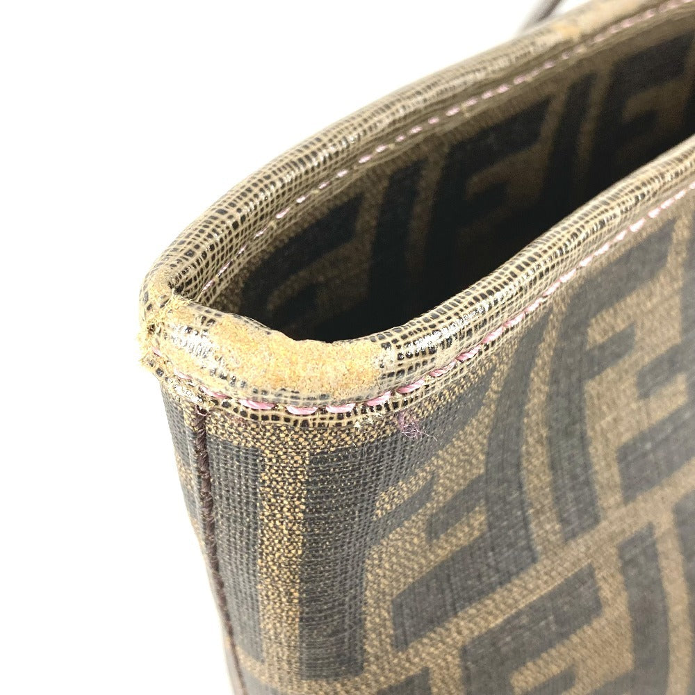 FENDI 8BH185　 桜 サクラ チェリーブロッサム ズッカ ロゴ カバン 肩掛け トートバッグ ショルダーバッグ PVC/レザー ユニセックス ブラウン