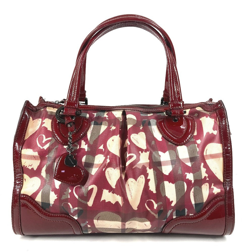 BURBERRY チェック ハート ロゴ カバン 肩掛け トートバッグ ショルダーバッグ PVC ユニセックス ベージュ