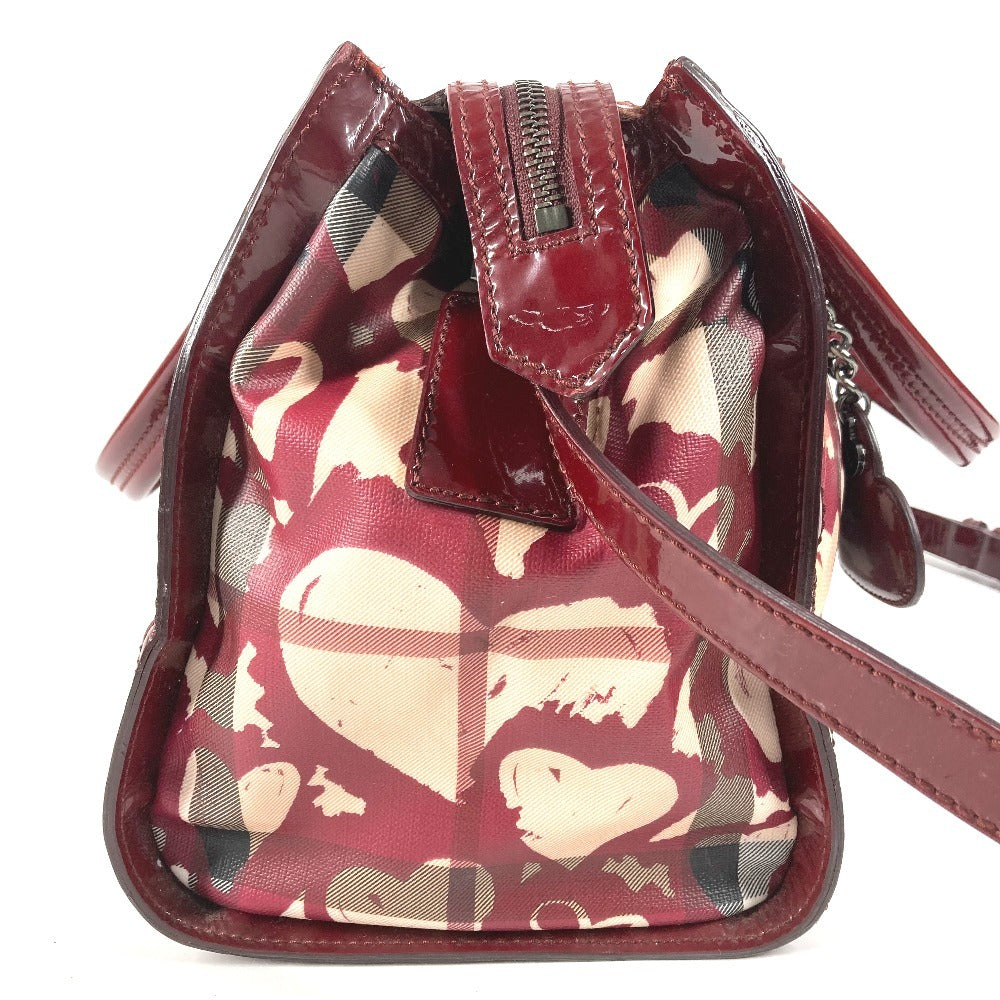 BURBERRY チェック ハート ロゴ カバン 肩掛け トートバッグ ショルダーバッグ PVC ユニセックス ベージュ