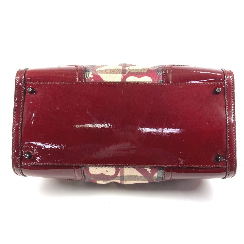 BURBERRY チェック ハート ロゴ カバン 肩掛け トートバッグ ショルダーバッグ PVC ユニセックス ベージュ