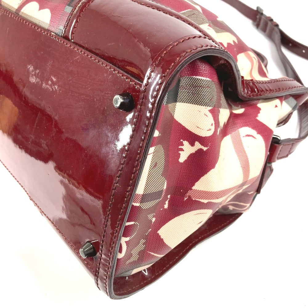 BURBERRY チェック ハート ロゴ カバン 肩掛け トートバッグ ショルダーバッグ PVC ユニセックス ベージュ