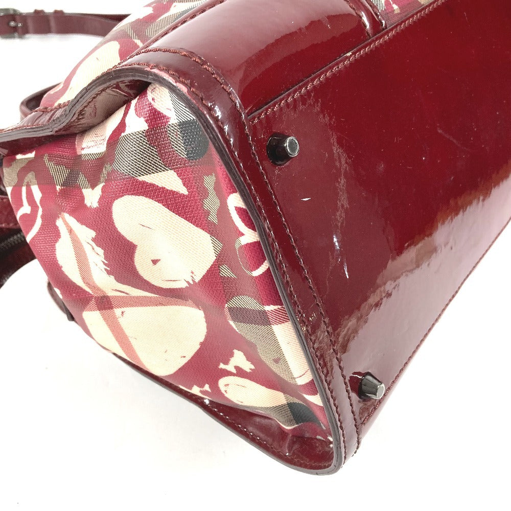 BURBERRY チェック ハート ロゴ カバン 肩掛け トートバッグ ショルダーバッグ PVC ユニセックス ベージュ