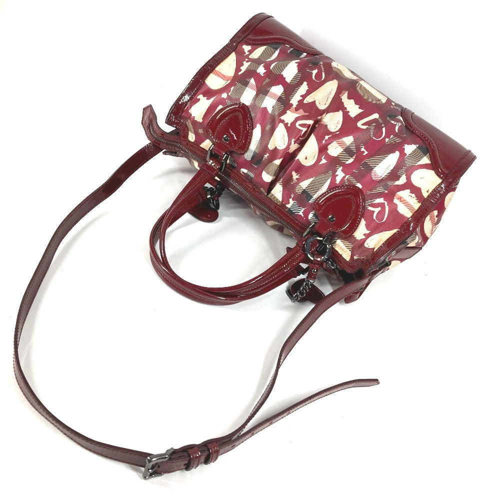 BURBERRY チェック ハート ロゴ カバン 肩掛け トートバッグ ショルダーバッグ PVC ユニセックス ベージュ
