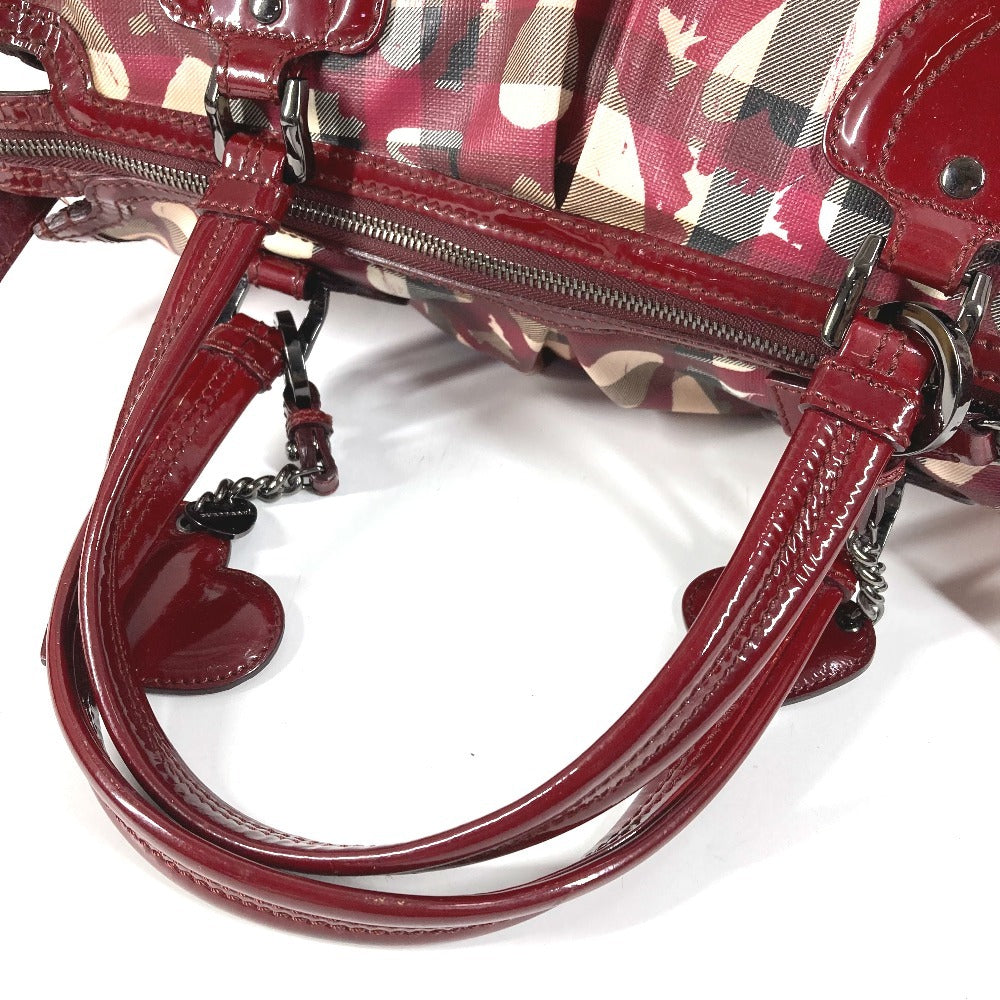 BURBERRY チェック ハート ロゴ カバン 肩掛け トートバッグ ショルダーバッグ PVC ユニセックス ベージュ