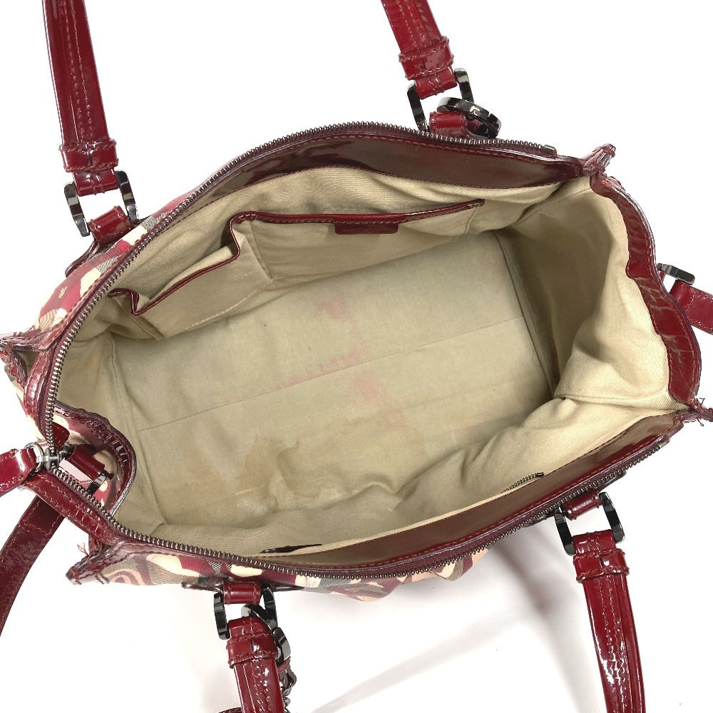 BURBERRY チェック ハート ロゴ カバン 肩掛け トートバッグ ショルダーバッグ PVC ユニセックス ベージュ