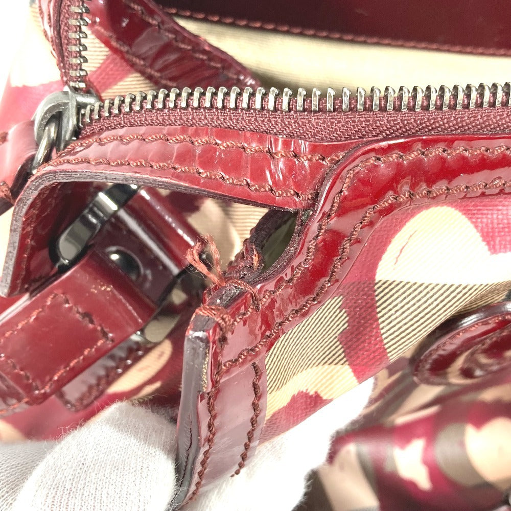 BURBERRY チェック ハート ロゴ カバン 肩掛け トートバッグ ショルダーバッグ PVC ユニセックス ベージュ