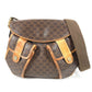 CELINE Macadam Logo Crossbody Bag Flap Shoulder Bag Leather Unisex Brown