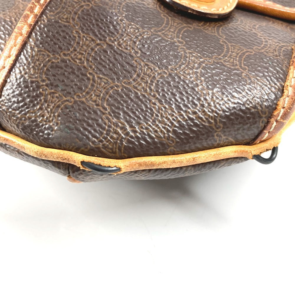CELINE Macadam Logo Crossbody Bag Flap Shoulder Bag Leather Unisex Brown