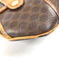 CELINE Macadam Logo Crossbody Bag Flap Shoulder Bag Leather Unisex Brown