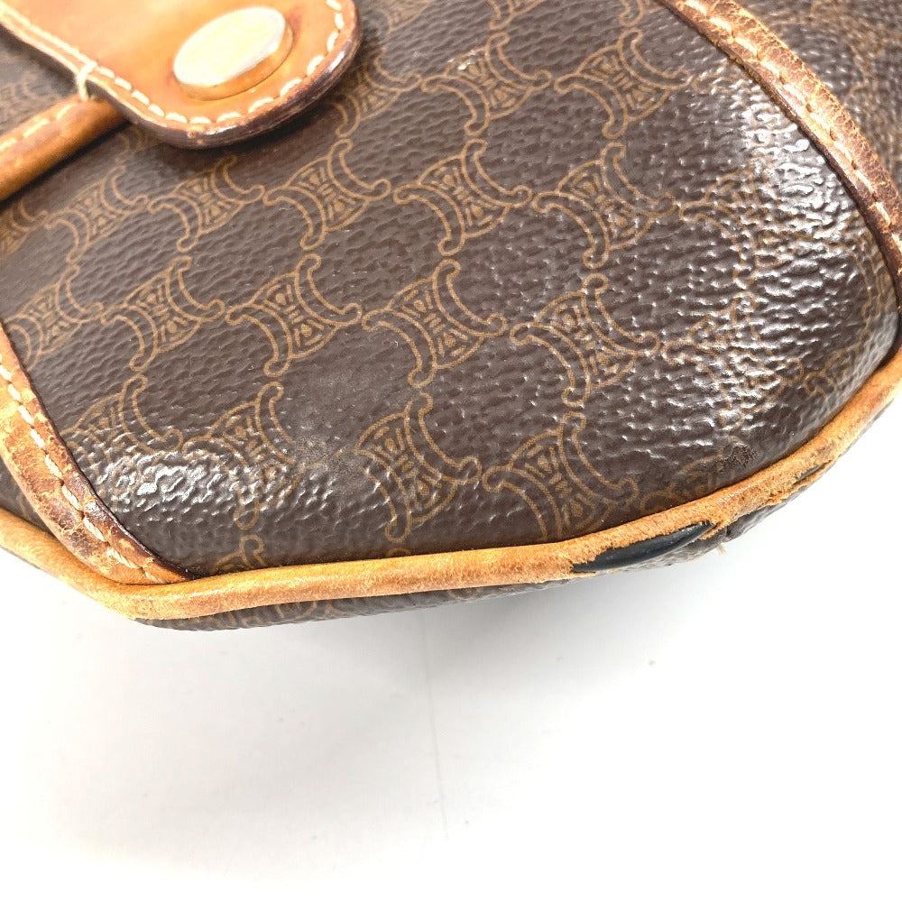 CELINE Macadam Logo Crossbody Bag Flap Shoulder Bag Leather Unisex Brown