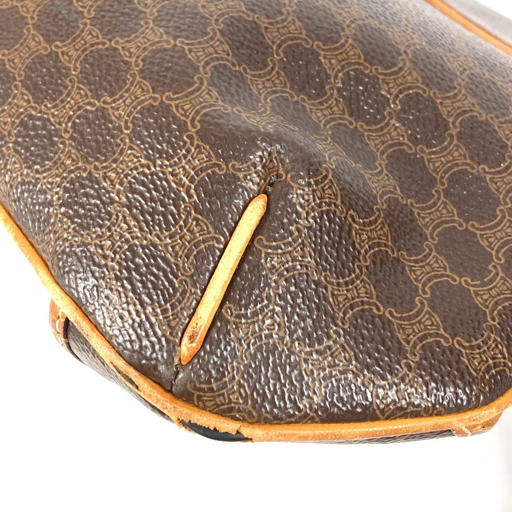 CELINE Macadam Logo Crossbody Bag Flap Shoulder Bag Leather Unisex Brown