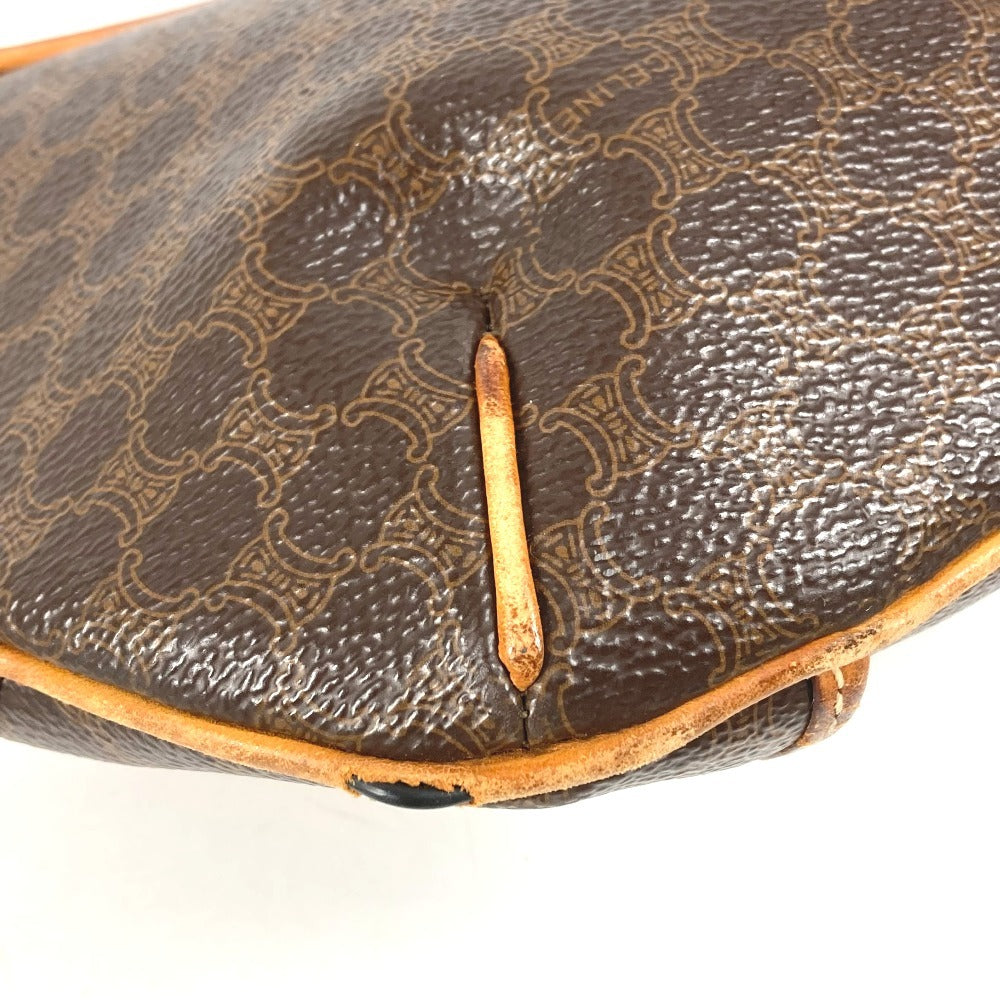 CELINE Macadam Logo Crossbody Bag Flap Shoulder Bag Leather Unisex Brown