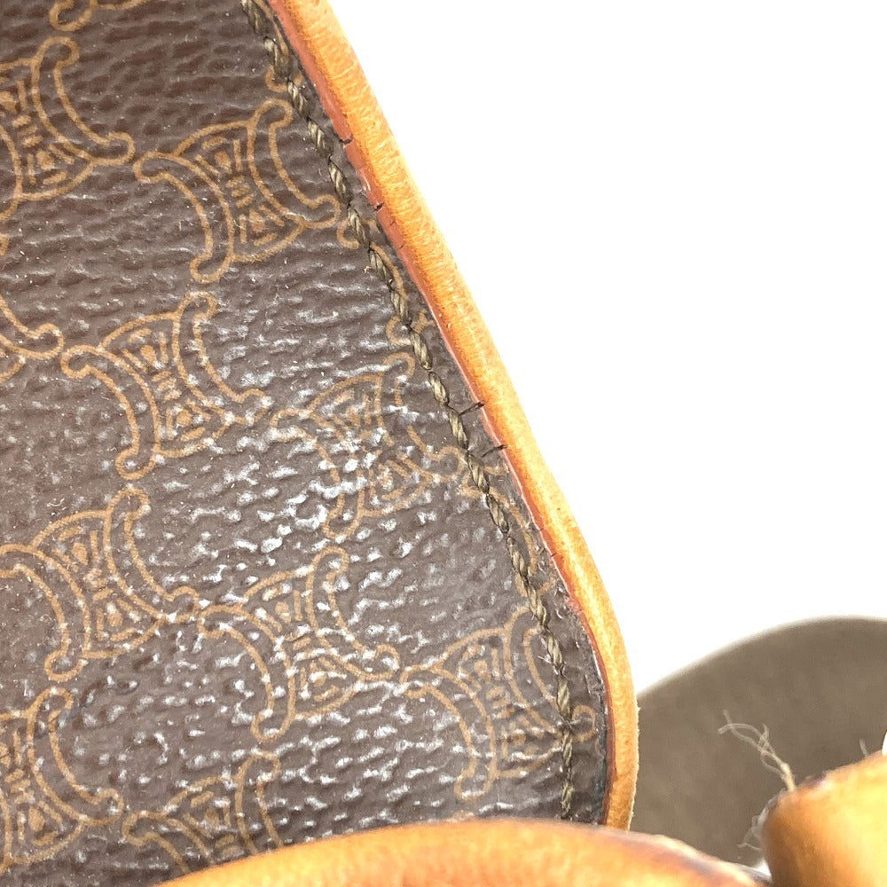 CELINE Macadam Logo Crossbody Bag Flap Shoulder Bag Leather Unisex Brown