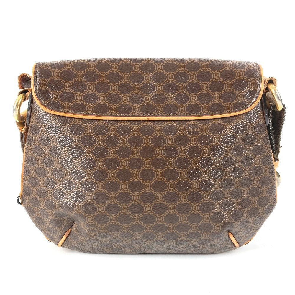 CELINE Macadam Logo Crossbody Bag Flap Shoulder Bag Leather Unisex Brown