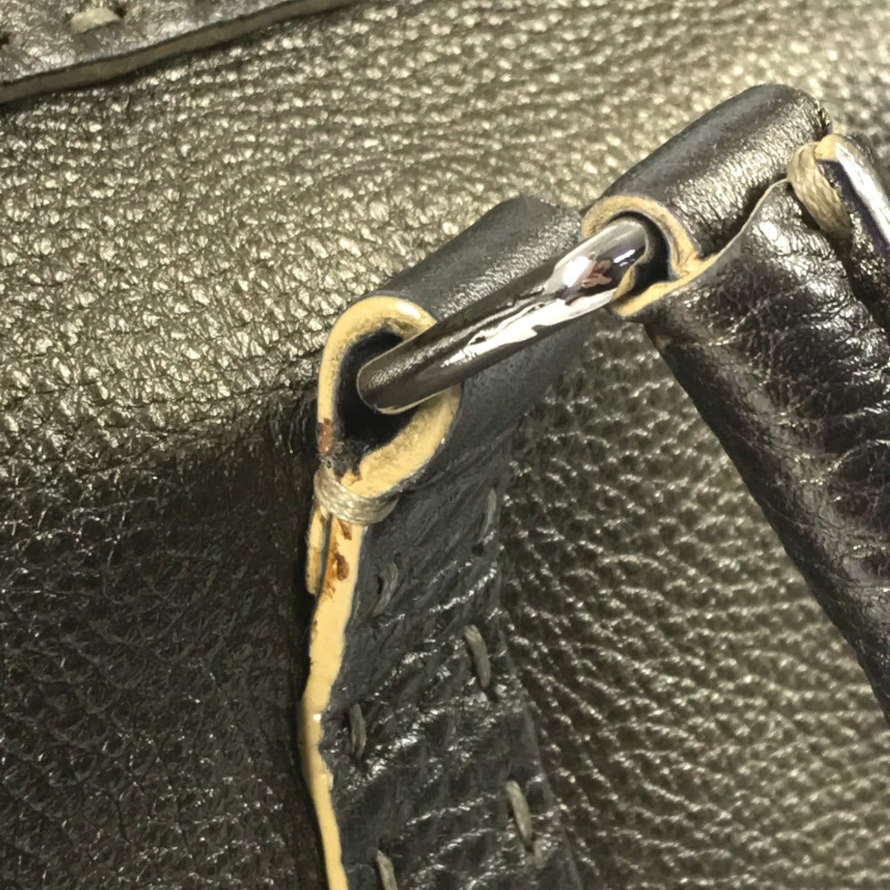 FENDI セレリア ステッチ カバン トートバッグ フラップ ハンドバッグ レザー ユニセックス メタリックゴールド系