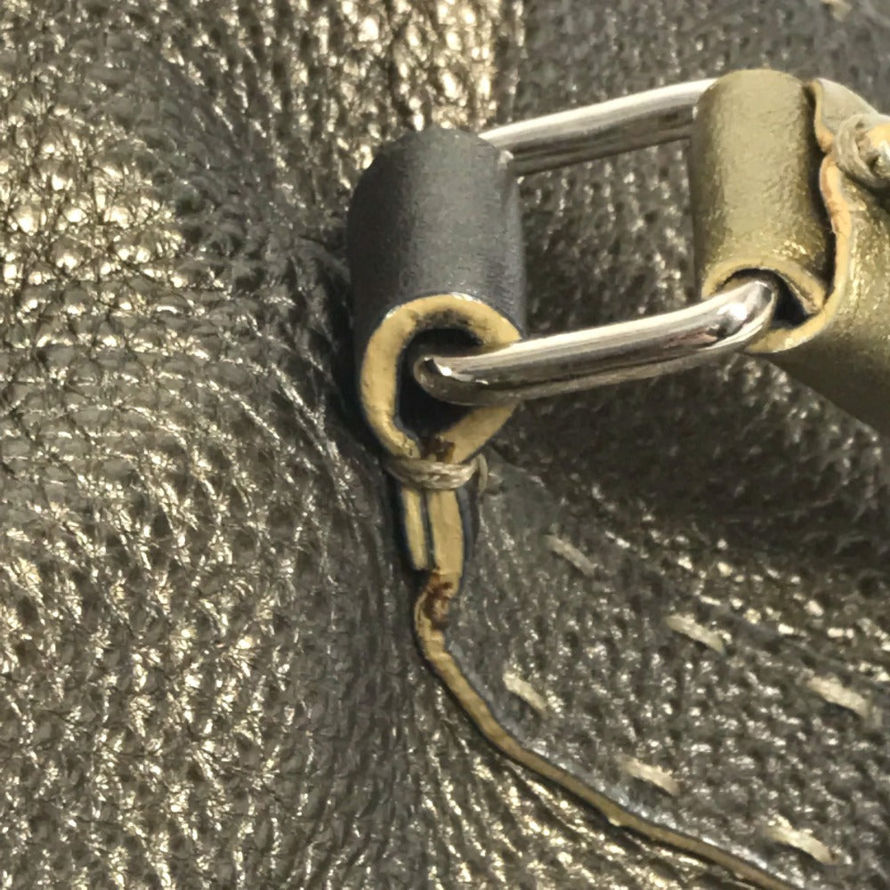 FENDI セレリア ステッチ カバン トートバッグ フラップ ハンドバッグ レザー ユニセックス メタリックゴールド系