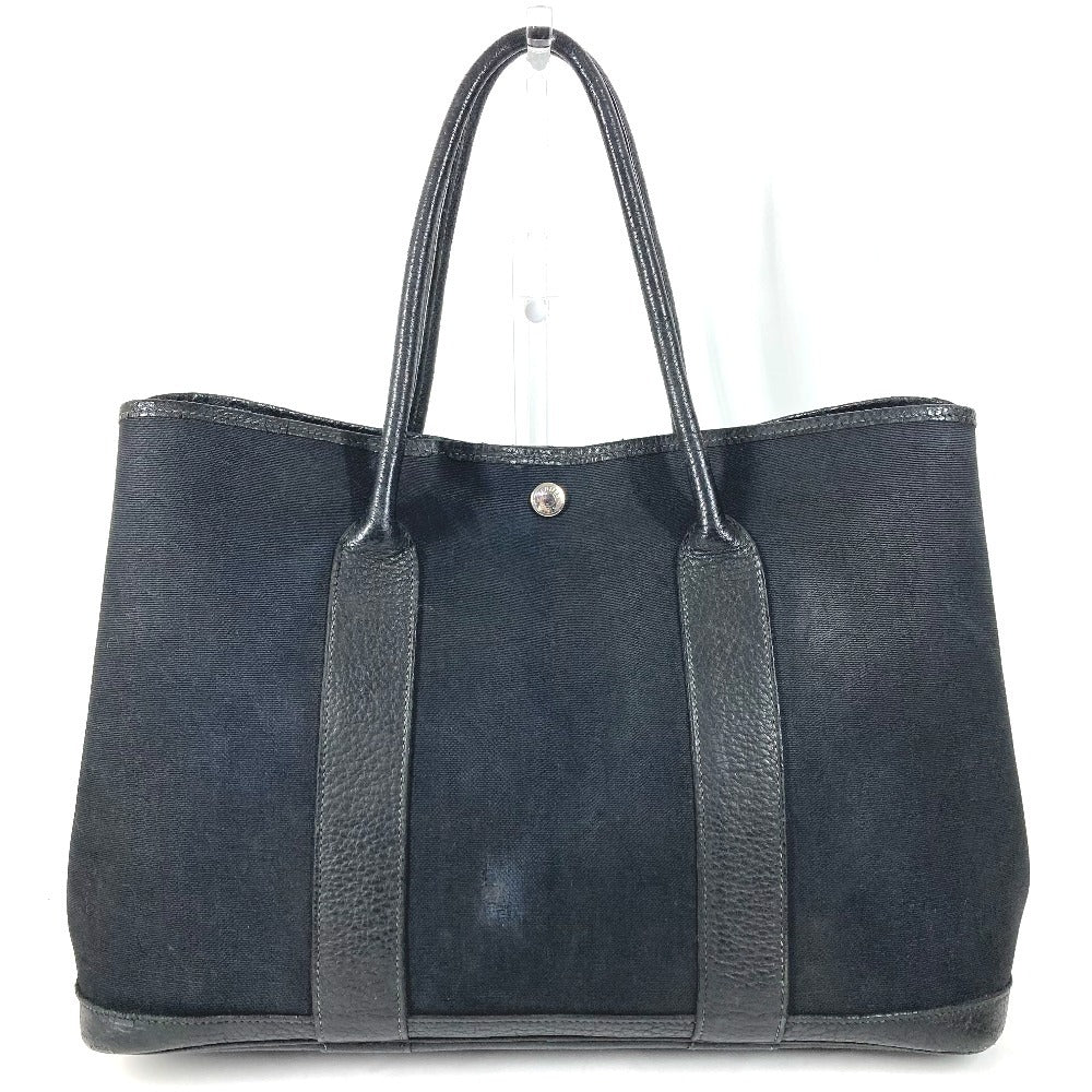 HERMES ガーデンパーティPM ガーデン パーティ PM カバン バッグ ハンドバッグ トートバッグ キャンバス/レザー ユニセックス ブラック