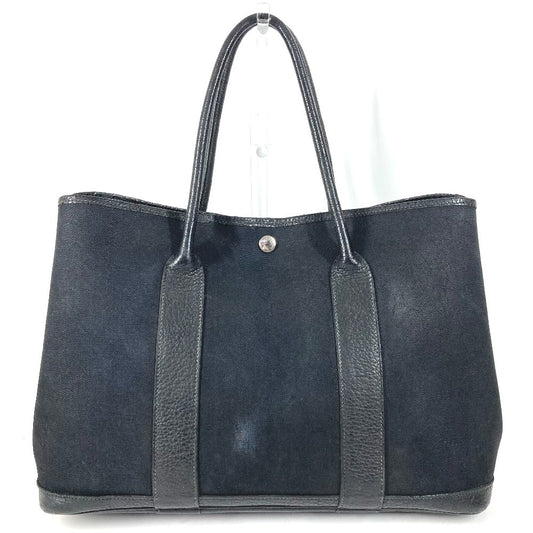 HERMES ガーデンパーティPM ガーデン パーティ PM カバン バッグ ハンドバッグ トートバッグ キャンバス/レザー ユニセックス ブラック