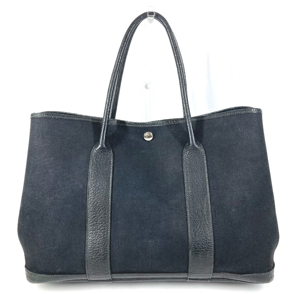 HERMES ガーデンパーティPM ガーデン パーティ PM カバン バッグ ハンドバッグ トートバッグ キャンバス/レザー ユニセックス ブラック