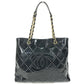 CHANEL Chain Bag CC Logo Quilted Coco Mark Perforated Tote Bag Shoulder Bag Double Chain Shoulder Bag Patent Leather Unisex Black