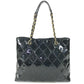 CHANEL Chain Bag CC Logo Quilted Coco Mark Perforated Tote Bag Shoulder Bag Double Chain Shoulder Bag Patent Leather Unisex Black