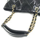 CHANEL Chain Bag CC Logo Quilted Coco Mark Perforated Tote Bag Shoulder Bag Double Chain Shoulder Bag Patent Leather Unisex Black