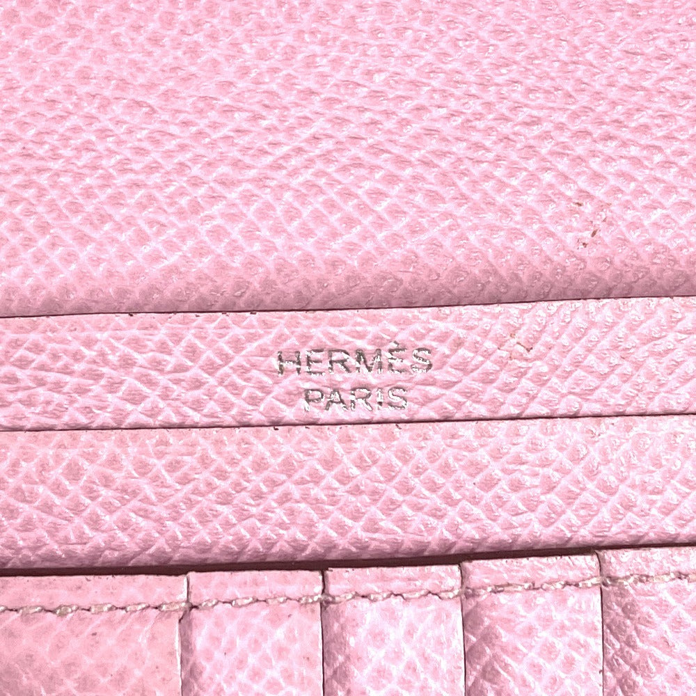 HERMES バイカラー ベアンコンパクトヴェルソ ベアン コンパクト ヴェルソ Hロゴ コンパクトウォレット 2つ折り財布 エプソン ユニセックス イエロー×ピンク