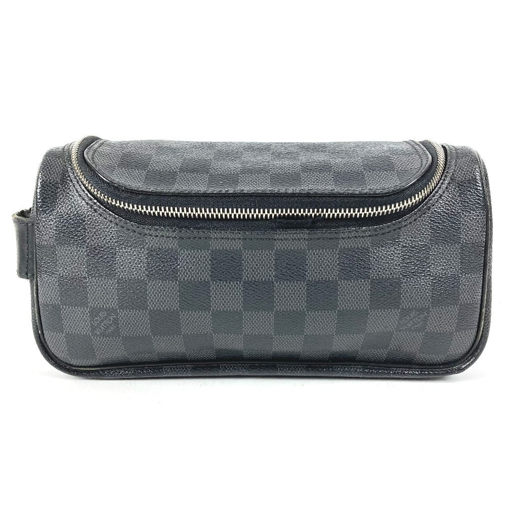 LOUIS VUITTON N47625 Damier Graphite Toiletry Pouch Makeup Pouch Cosmetic Pouch Clutch Bag Pouch Damier Graphite Canvas Unisex Black