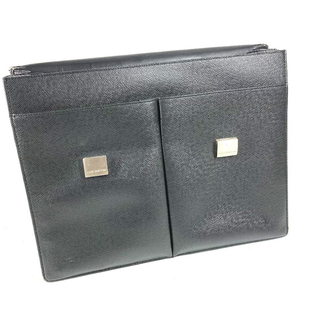 LOUIS VUITTON M30802 Taiga Serviete Kazan Serviete Kazan Handbag Bag Document Bag Briefcase Business Bag Taiga Leather Unisex Ardoise Black