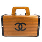 CHANEL Vintage CC Coco Mark Logo Vanity Bag Box Box Bag Handbag Wood Ladies Brown