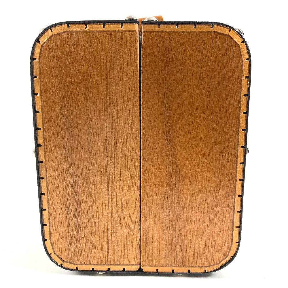 CHANEL Vintage CC Coco Mark Logo Vanity Bag Box Box Bag Handbag Wood Ladies Brown