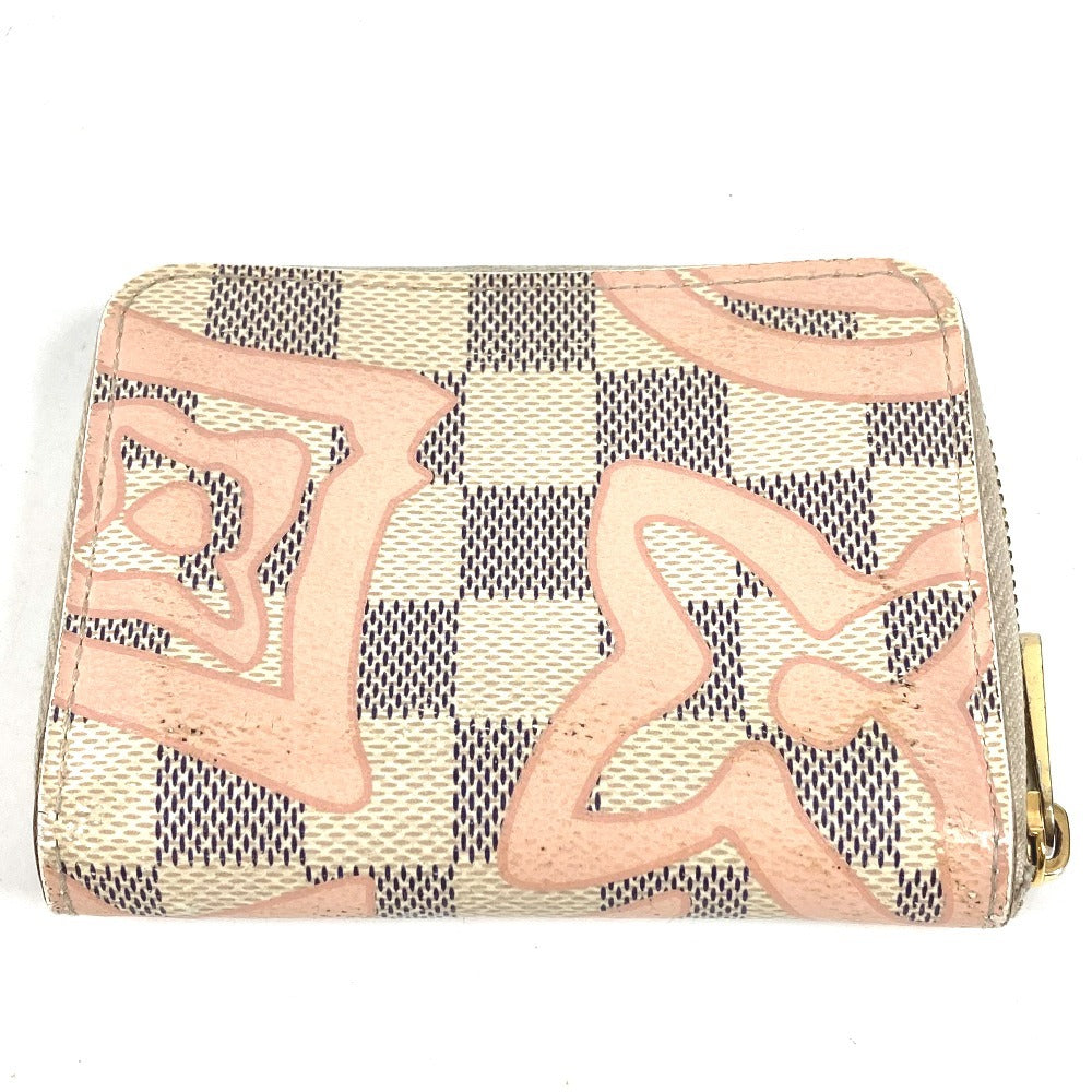 LOUIS VUITTON N60098 Damier Azur Tahiti Zippy Coin Purse Wallet Coin Purse Round Zipper Coin Case Damier Azur Canvas Unisex Pink