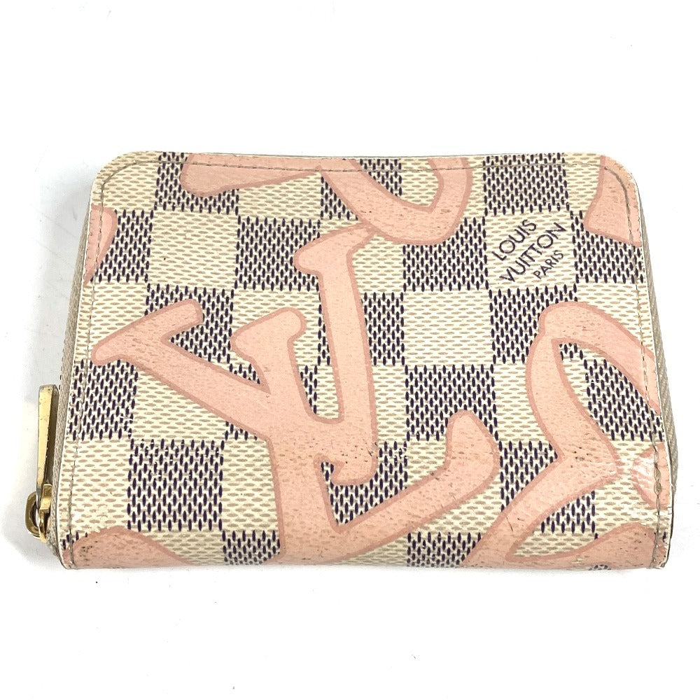 LOUIS VUITTON N60098 Damier Azur Tahiti Zippy Coin Purse Wallet Coin Purse Round Zipper Coin Case Damier Azur Canvas Unisex Pink