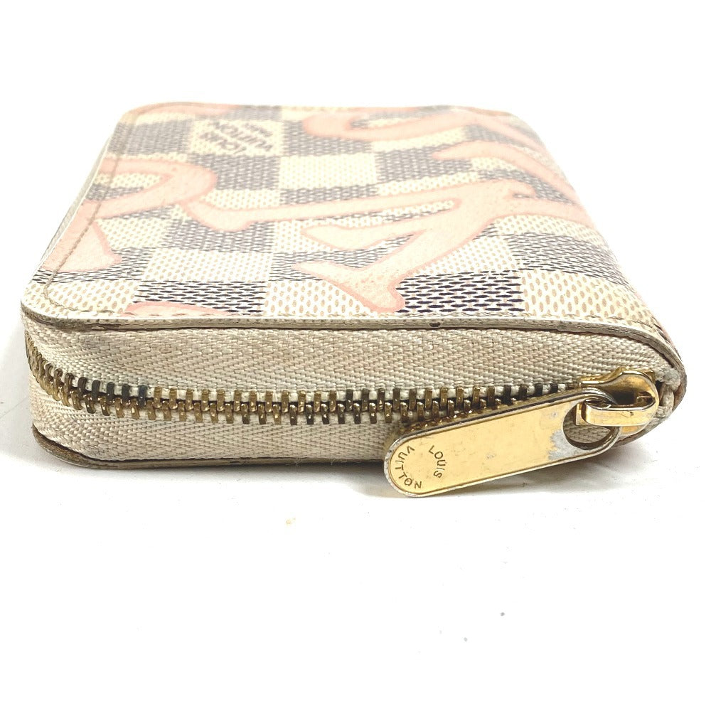 LOUIS VUITTON N60098 Damier Azur Tahiti Zippy Coin Purse Wallet Coin Purse Round Zipper Coin Case Damier Azur Canvas Unisex Pink