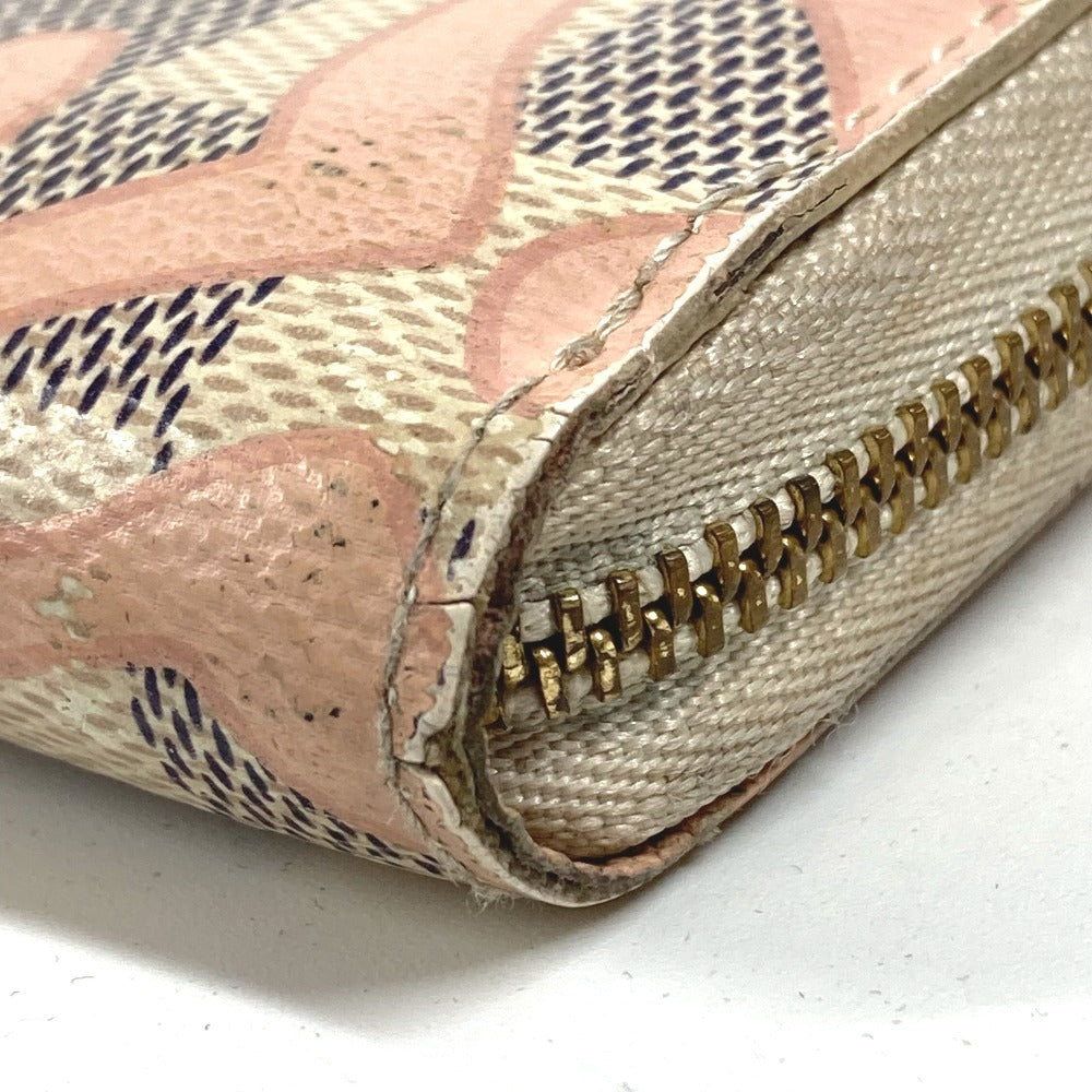 LOUIS VUITTON N60098 Damier Azur Tahiti Zippy Coin Purse Wallet Coin Purse Round Zipper Coin Case Damier Azur Canvas Unisex Pink
