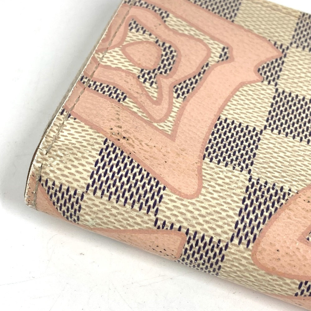 LOUIS VUITTON N60098 Damier Azur Tahiti Zippy Coin Purse Wallet Coin Purse Round Zipper Coin Case Damier Azur Canvas Unisex Pink