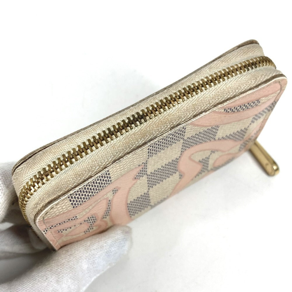 LOUIS VUITTON N60098 Damier Azur Tahiti Zippy Coin Purse Wallet Coin Purse Round Zipper Coin Case Damier Azur Canvas Unisex Pink