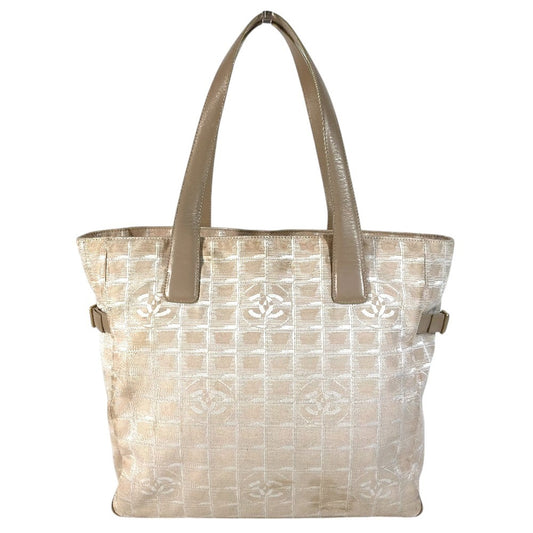 CHANEL A15825 New Travel Line GM Tote Bag Shoulder Bag Nylon/Leather Unisex Beige